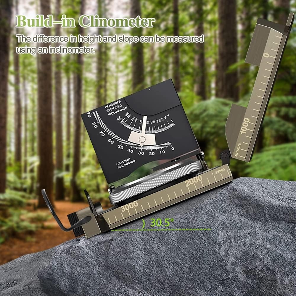 Precision Outdoor Navigation Compass Tool with Clinometer Map Measuring Compass