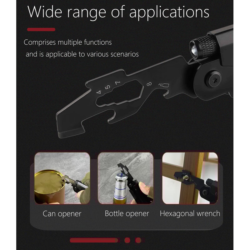 Heavy Duty EDC Multi Tool Knife with Carabiner Clip Outdoor Survival Tool Tactical Pocket Gear