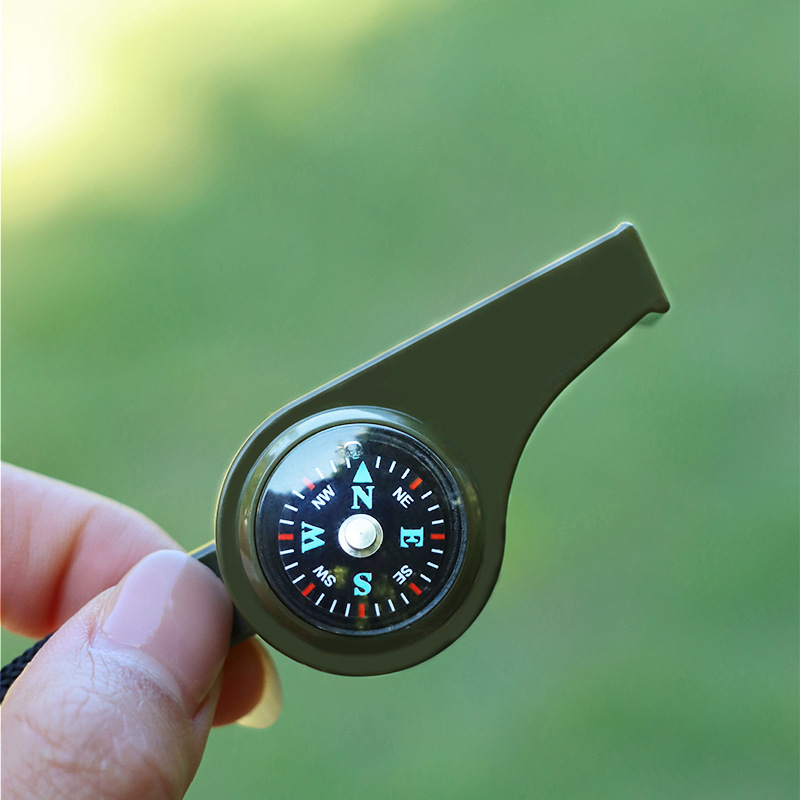 Survival Whistle With Compass Thermometer Emergency Safety Whistle For Hiking Camping 1