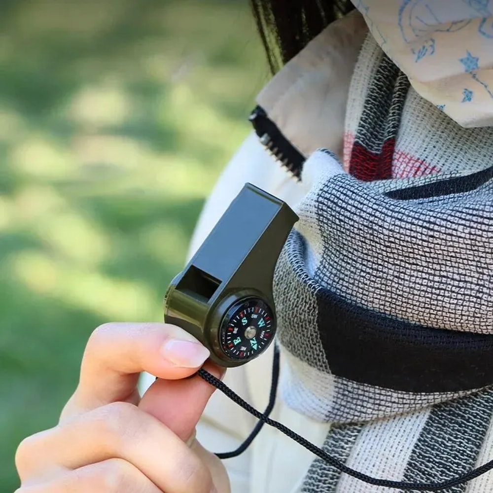 Survival Whistle With Compass Thermometer Emergency Safety Whistle For Hiking Camping 3