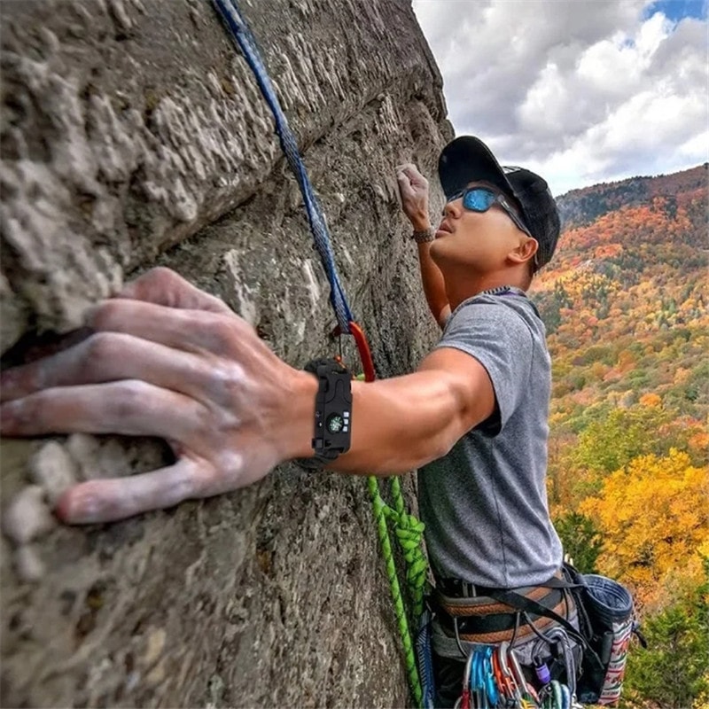 All in One Tactical Survival Bracelet with Compass Flashlight Whistle Emergency Gear Kit