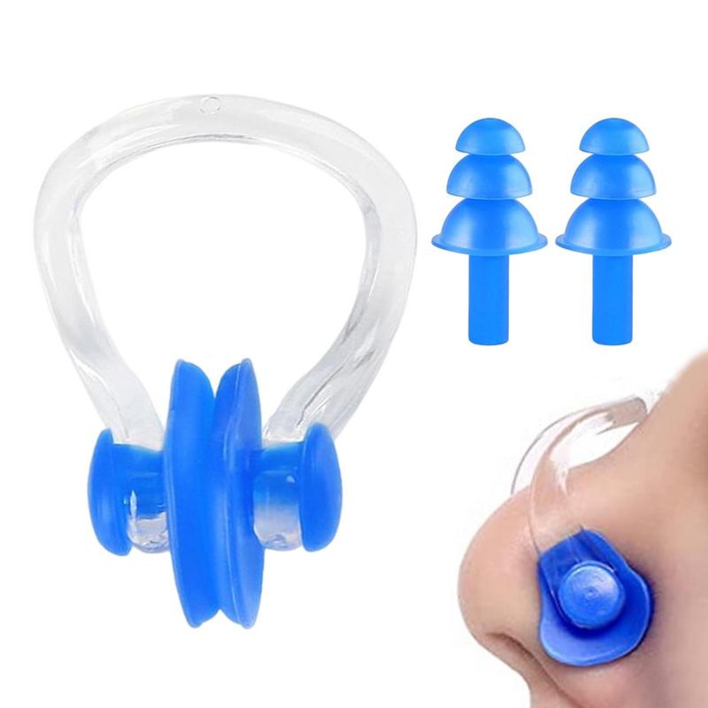 Soft Silicone Swimming Nose Clip and Earplugs Set for Adults and Kids Waterproof Swim Gear