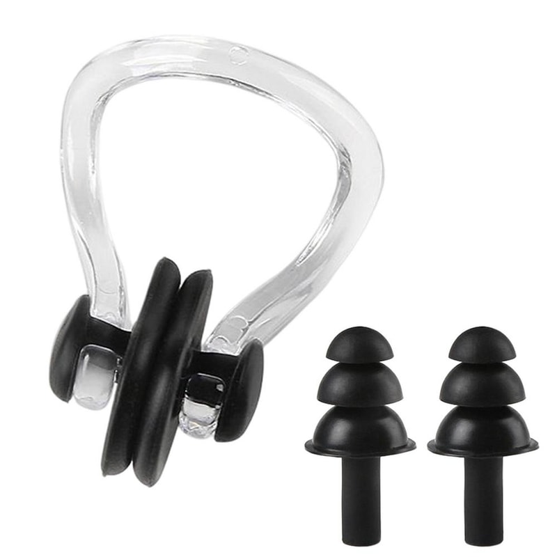 Soft Silicone Swimming Nose Clip and Earplugs Set for Adults and Kids Waterproof Swim Gear