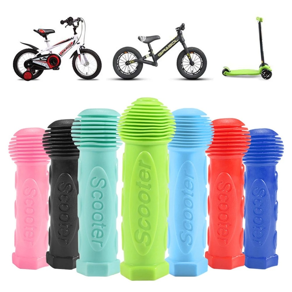 Anti Slip Bike Handlebar Grips With End Caps For Kids Bicycle Scooter Soft Rubber Grip Covers 0