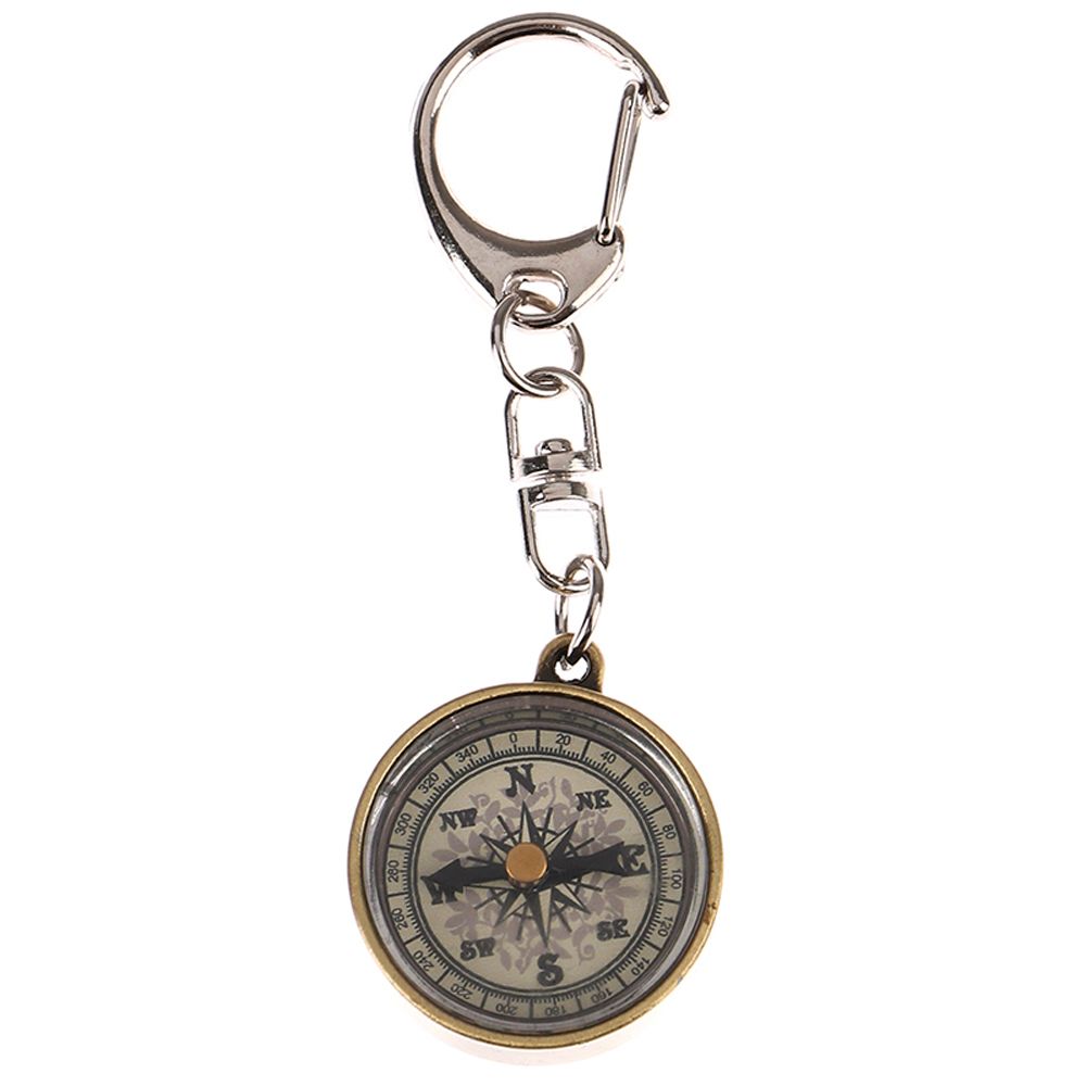 Vintage Mini Keychain Compass Portable Hiking Survival Navigation Tool