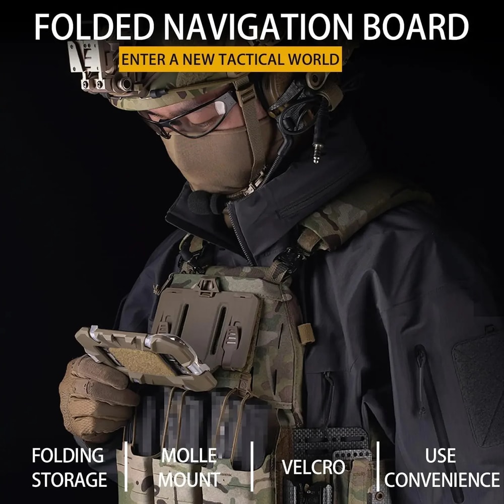 Tactical MOLLE Chest Phone Holder with Foldable Navigation Board for Hunting and Outdoor Gear