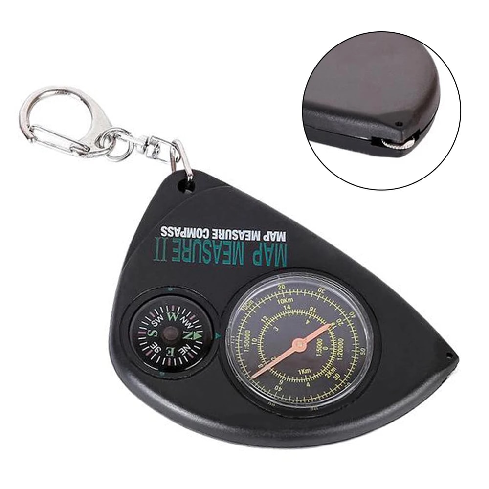 Multi Functional Compass Keychain with Map Scale and Rangefinder for Hiking and Navigation