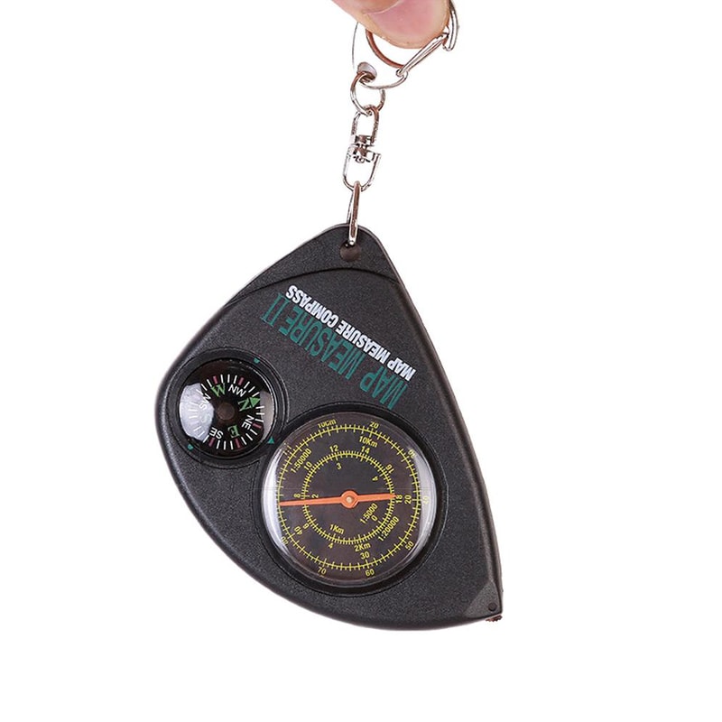 Multi Functional Compass Keychain with Map Scale and Rangefinder for Hiking and Navigation