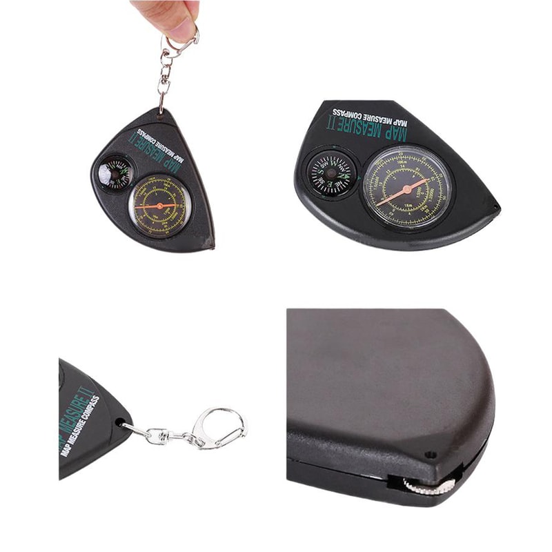Multi Functional Compass Keychain with Map Scale and Rangefinder for Hiking and Navigation