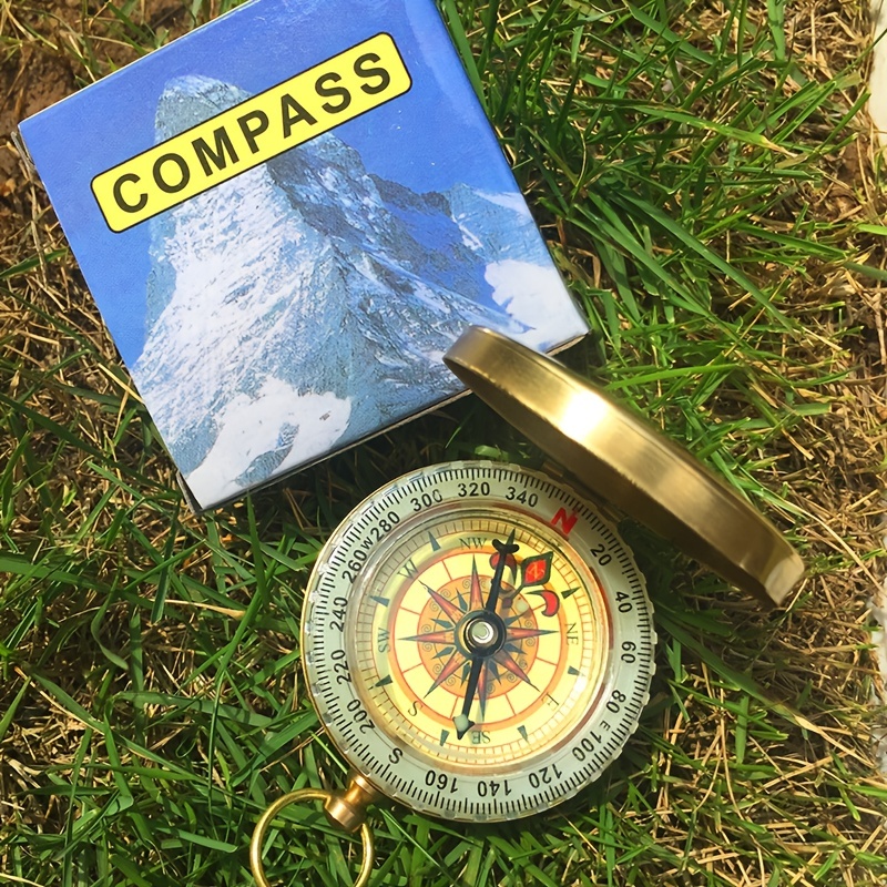 High Precision Brass Pocket Compass with Luminous Dial for Hiking and Navigation