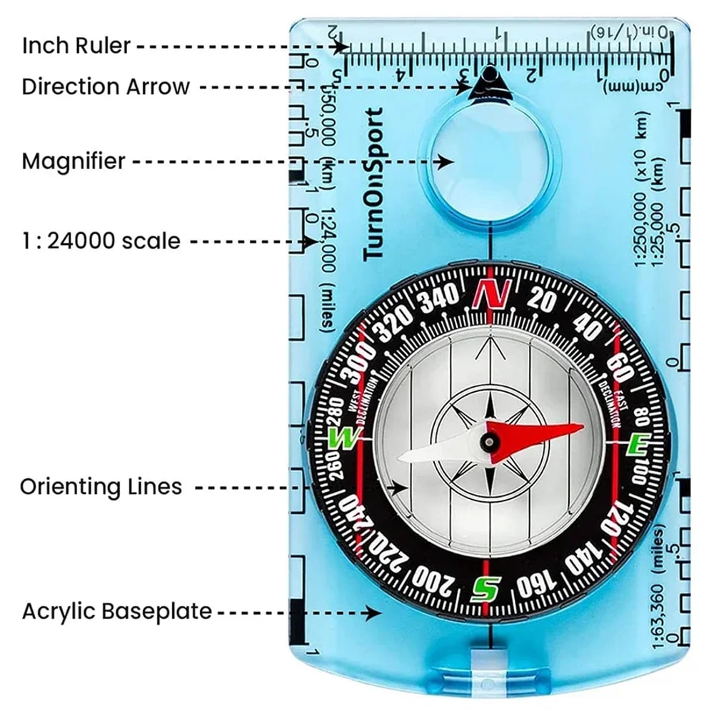 Professional Waterproof Hiking Compass for Backpacking Survival Navigation