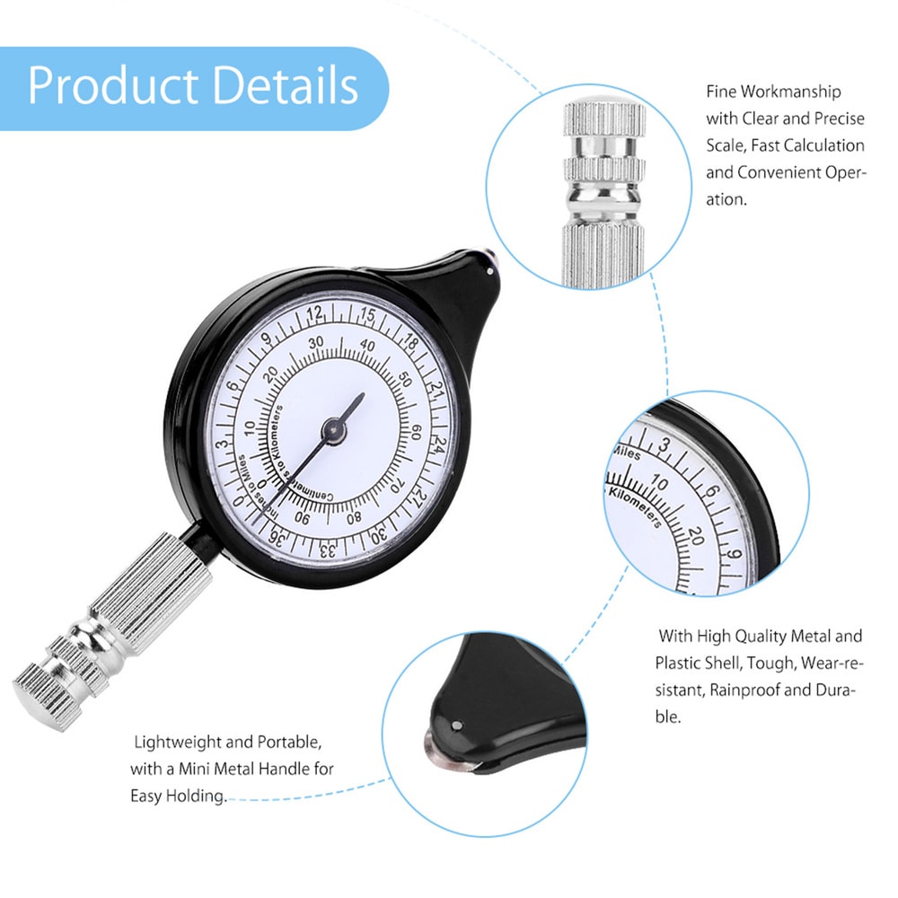 Precision Map Measurer Wheel Portable Distance Measuring Tool for Hiking Navigation Surveying