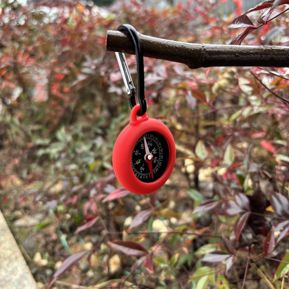 Outdoor Survival Compass with Carabiner Clip Portable Bushcraft Hiking Gear