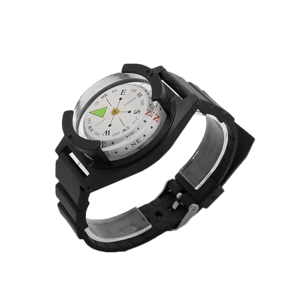 Luminous Wearable Compass Watch Outdoor Hiking Navigation Tool with Silicone Strap