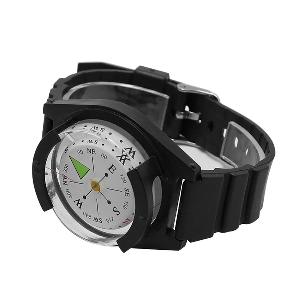 Luminous Wearable Compass Watch Outdoor Hiking Navigation Tool with Silicone Strap