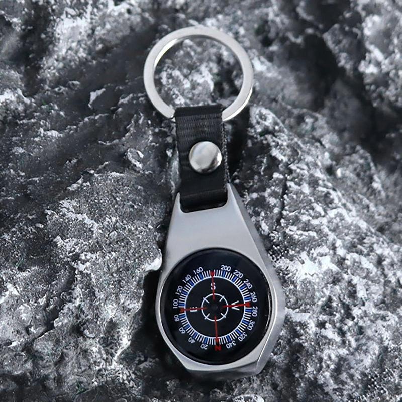 Compact Pocket Compass Keychain for Hiking and Camping Navigation