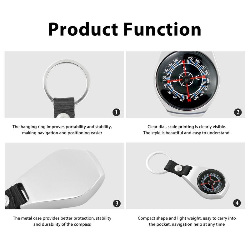 Compact Pocket Compass Keychain for Hiking and Camping Navigation