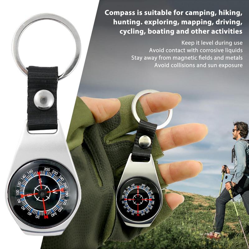 Compact Pocket Compass Keychain for Hiking and Camping Navigation