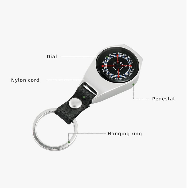 Compact Pocket Compass Keychain for Hiking and Camping Navigation