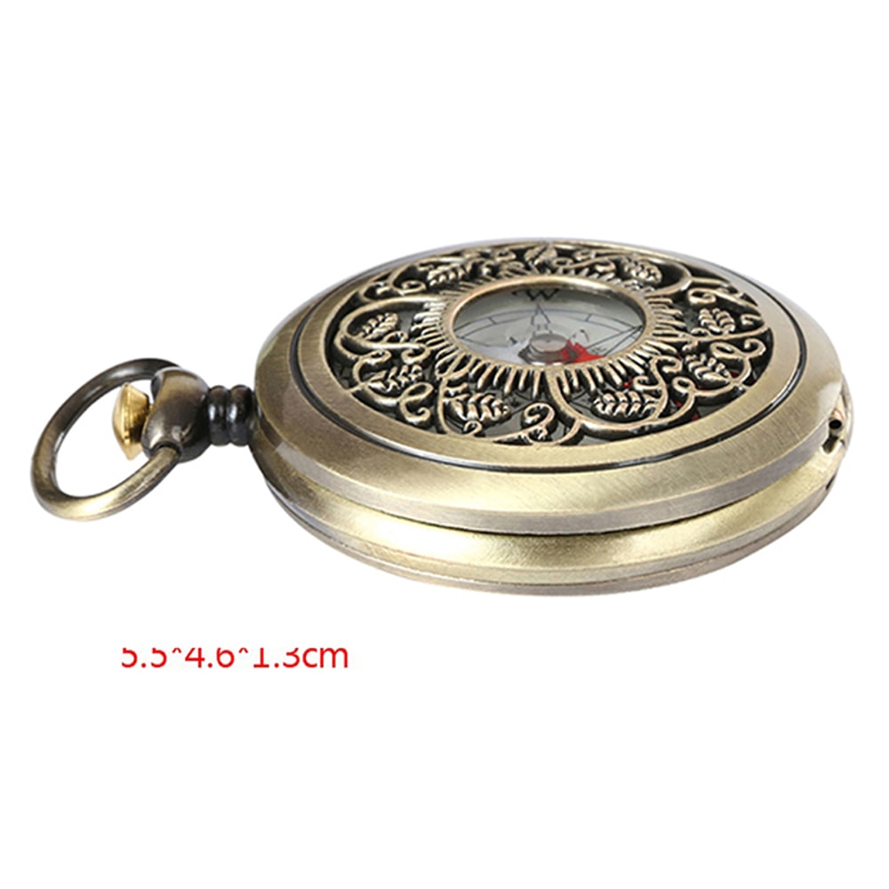 Vintage Bronze Compass with Flip Cover Antique Hiking Navigation Tool