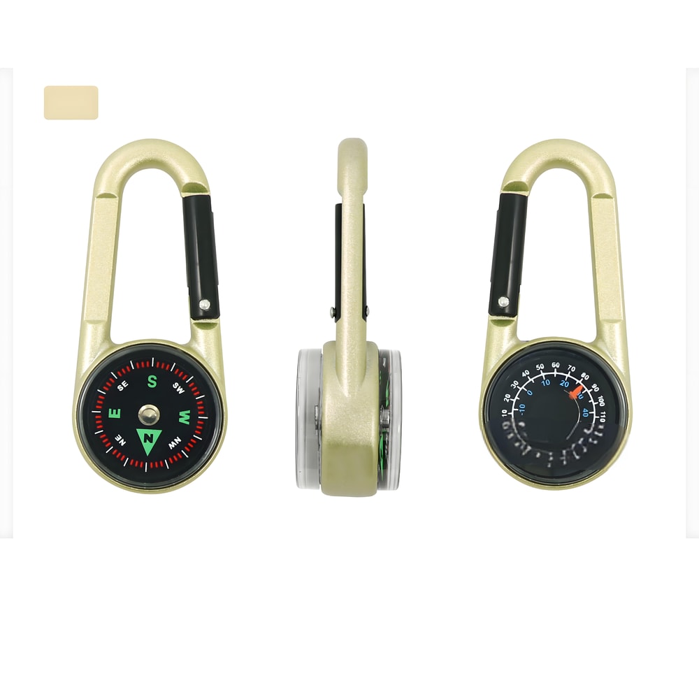 Multifunctional Hiking Carabiner Compass with Thermometer Keychain for Outdoor Survival Gear