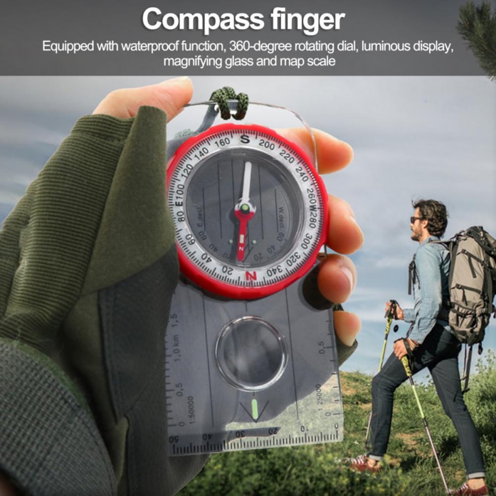 Precision Rotating Dial Compass with Magnifier and Luminous Map Scale for Hiking and Camping