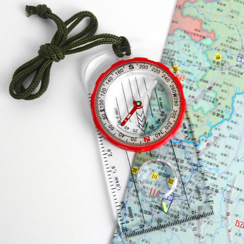 Precision Rotating Dial Compass with Magnifier and Luminous Map Scale for Hiking and Camping