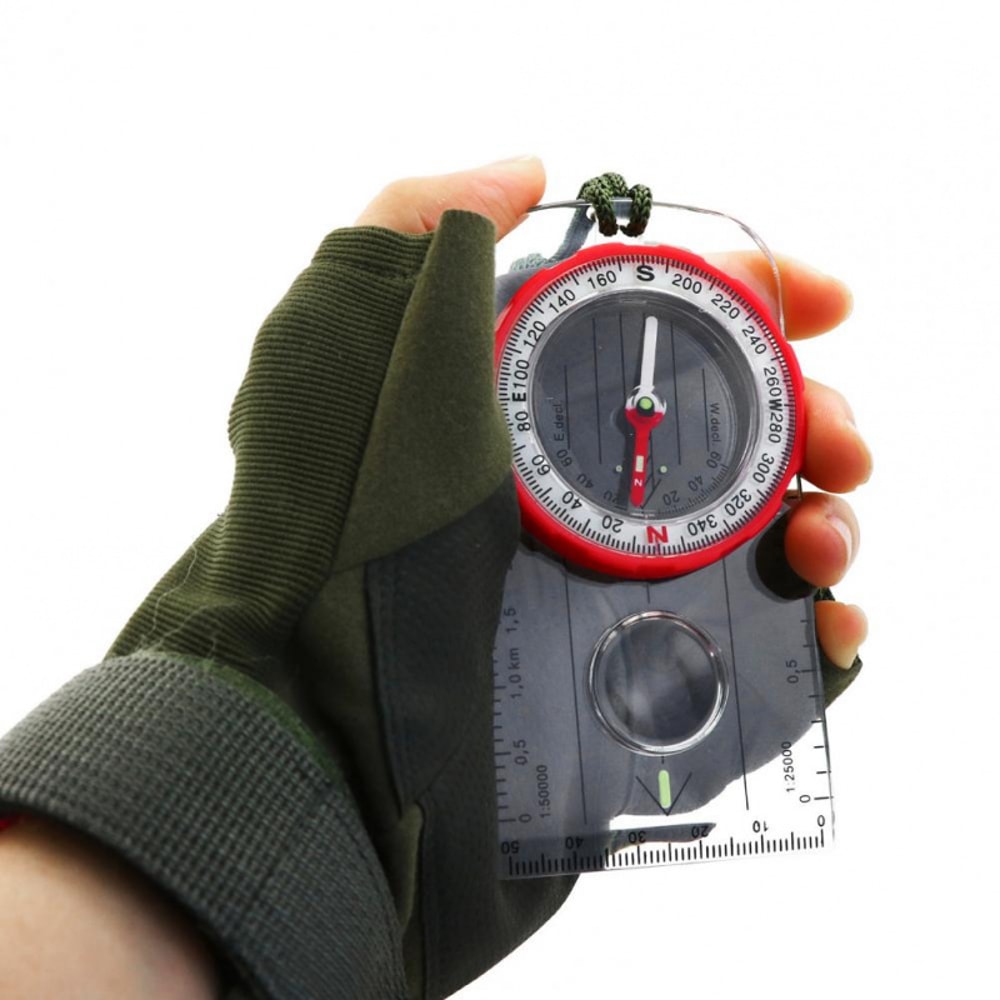 Precision Rotating Dial Compass with Magnifier and Luminous Map Scale for Hiking and Camping