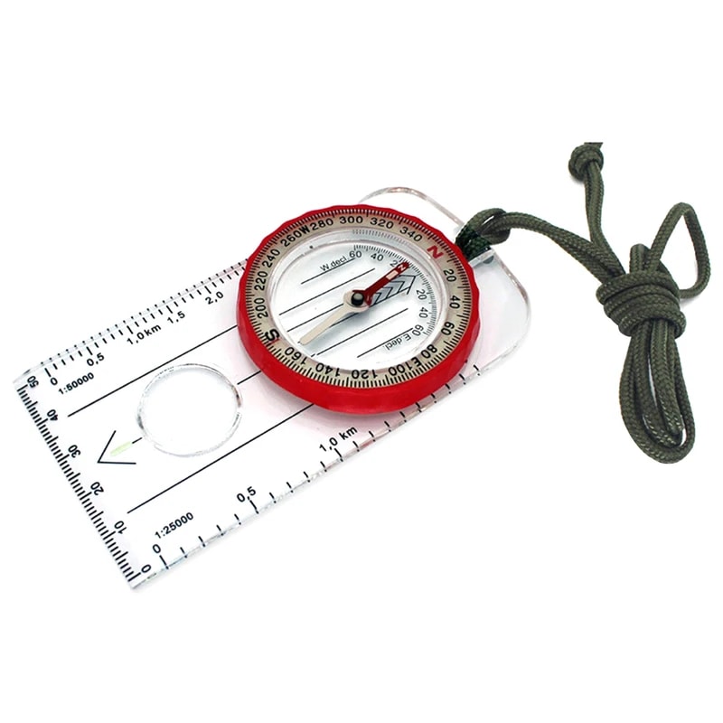 Precision Rotating Dial Compass with Magnifier and Luminous Map Scale for Hiking and Camping