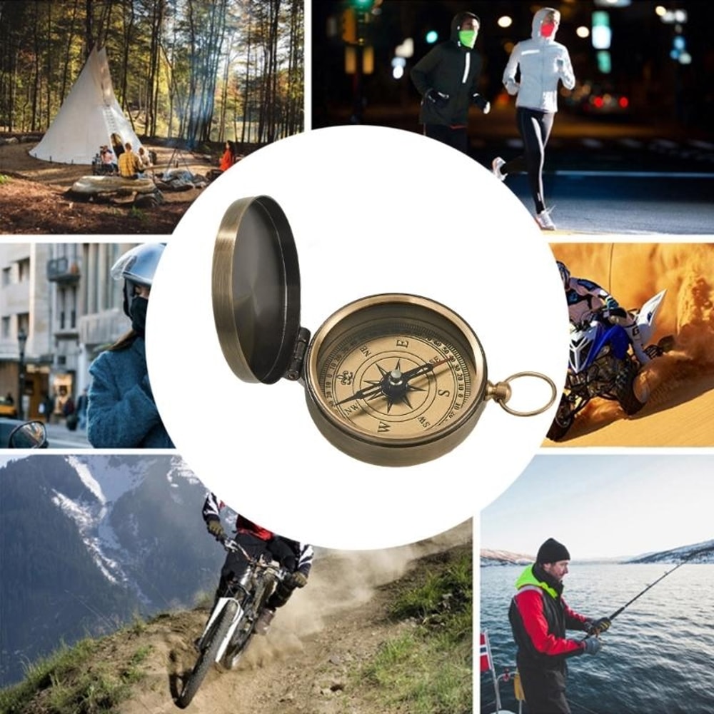 Vintage Pocket Compass Watch Necklace Outdoor Survival Compass for Hiking Camping Travel