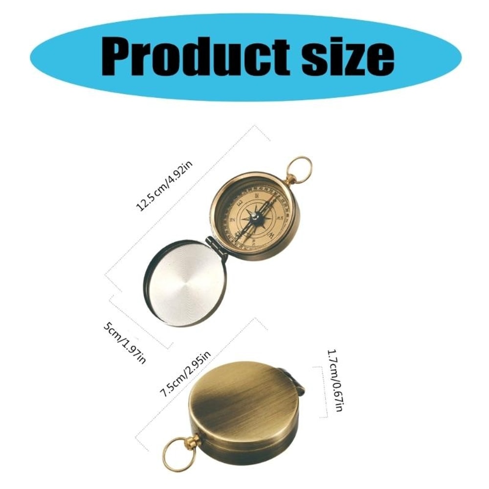 Vintage Pocket Compass Watch Necklace Outdoor Survival Compass for Hiking Camping Travel