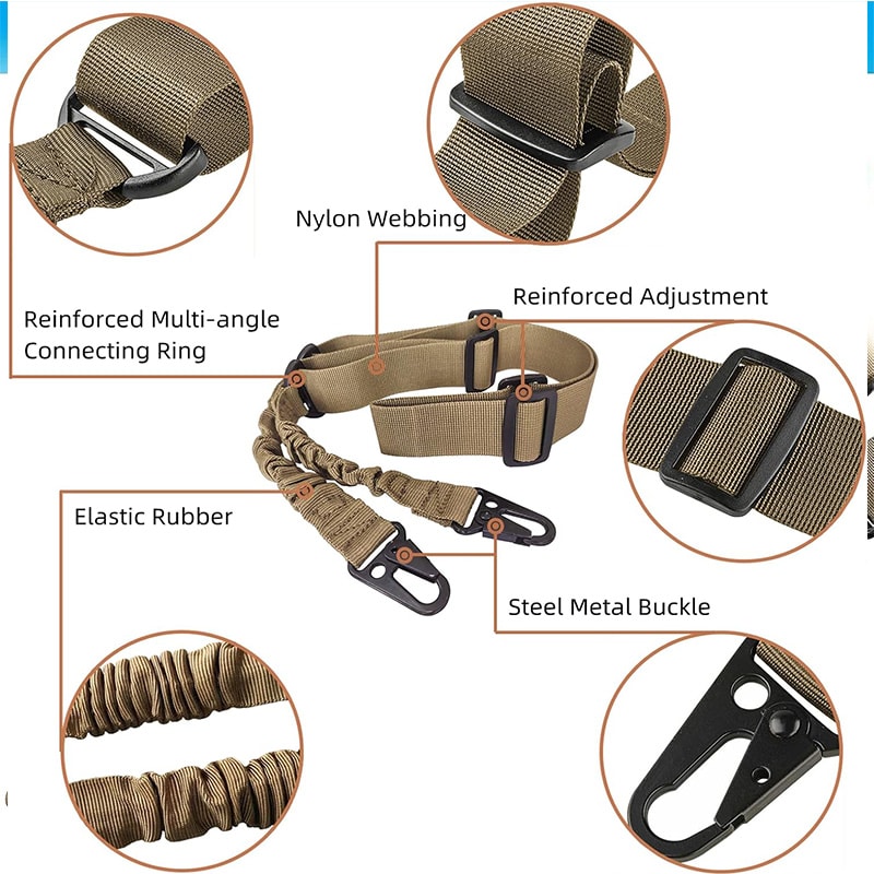 Adjustable Tactical Rifle Sling With QD Hook Heavy Duty Hunting Gun Sling Strap