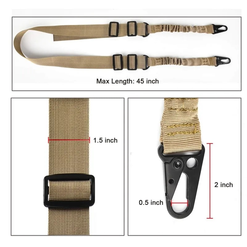 Adjustable Tactical Rifle Sling With QD Hook Heavy Duty Hunting Gun Sling Strap
