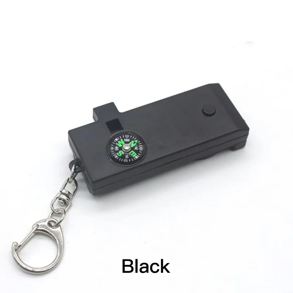 All-in-One Outdoor Survival Tool with Compass Light and Whistle Mini Hiking Gear