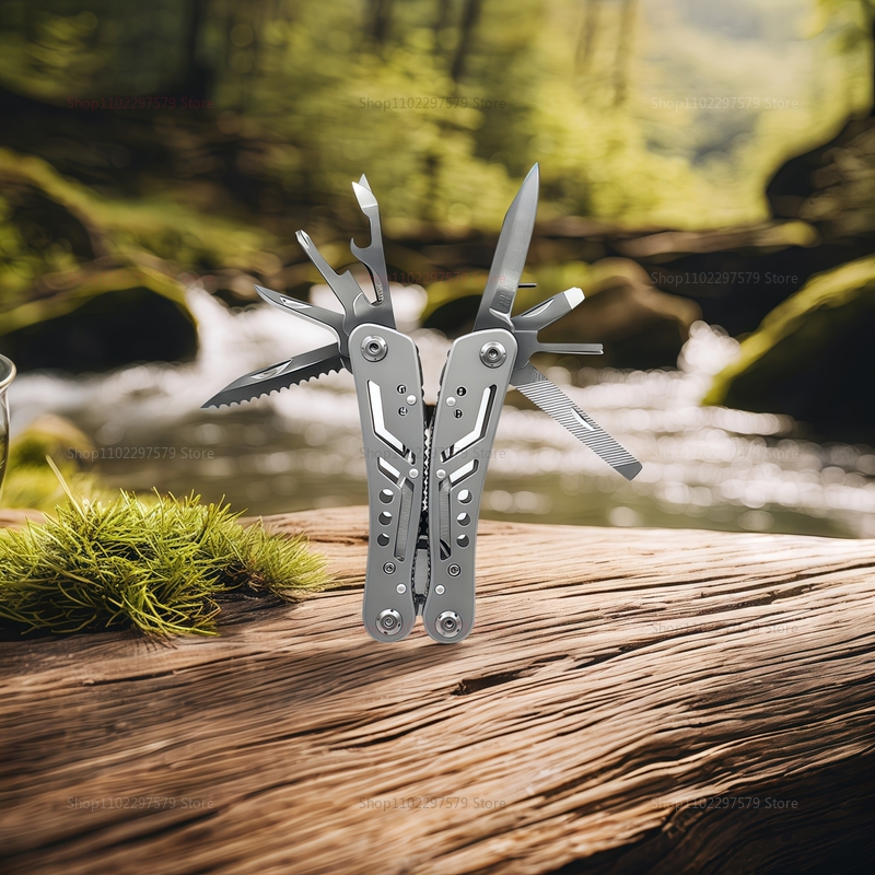 All-in-One multi tool pocket knife with pliers, portable tactical survival tool for camping and emergency repair