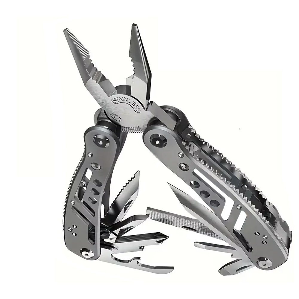 All-in-One multi tool pocket knife with pliers, portable tactical survival tool for camping and emergency repair