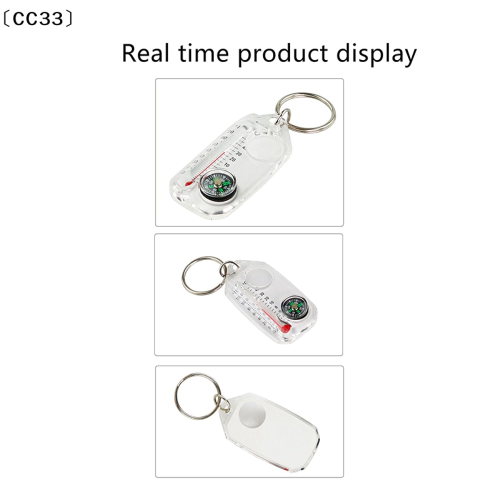 Portable Survival Compass Keychain with Thermometer Mini Pocket Outdoor Navigation Tool