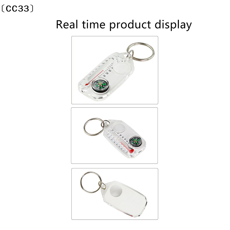 Portable Survival Compass Keychain with Thermometer Mini Pocket Outdoor Navigation Tool