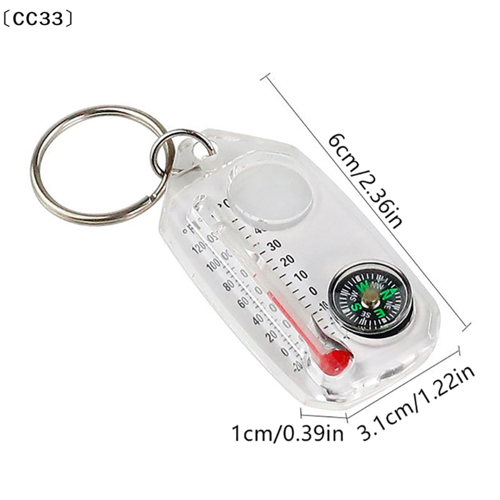 Portable Survival Compass Keychain with Thermometer Mini Pocket Outdoor Navigation Tool
