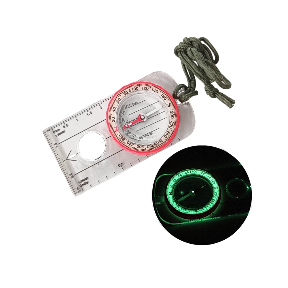High Accuracy Survival Compass Waterproof Shockproof Hiking Compass with Magnifier Navigation Tool