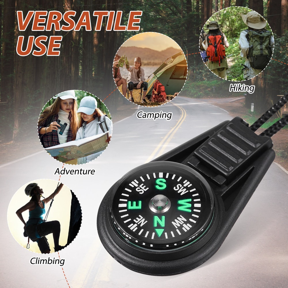 Mini Outdoor Compass Keychain Carabiner Survival Tool for Hiking Camping Navigation
