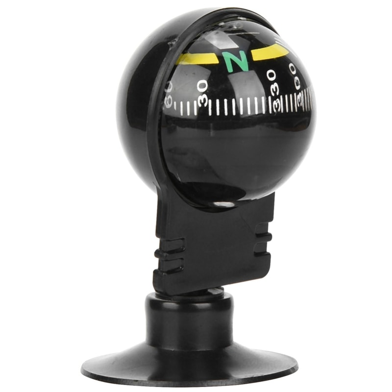 Adjustable car compass with suction mount dashboard navigation ball guide