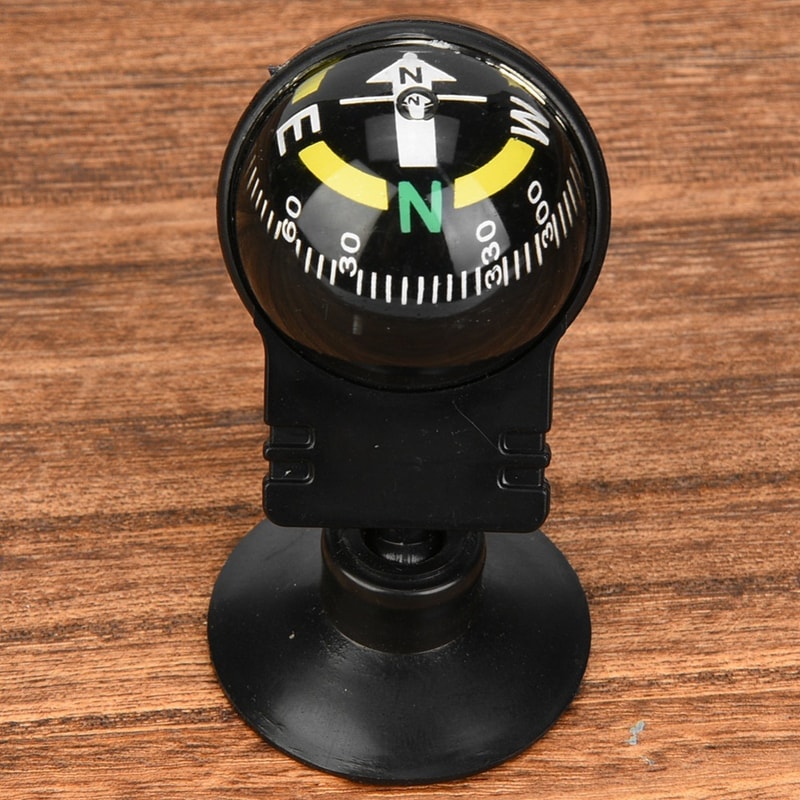 Adjustable car compass with suction mount dashboard navigation ball guide