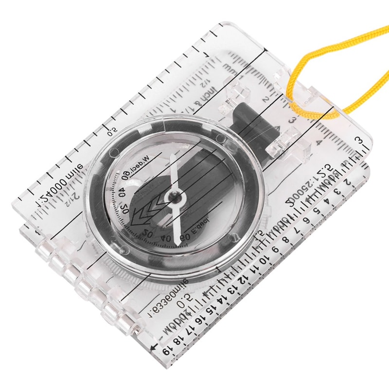 Lightweight Orienteering Compass with Transparent Ruler Map Navigation Tool for Hiking and Survival