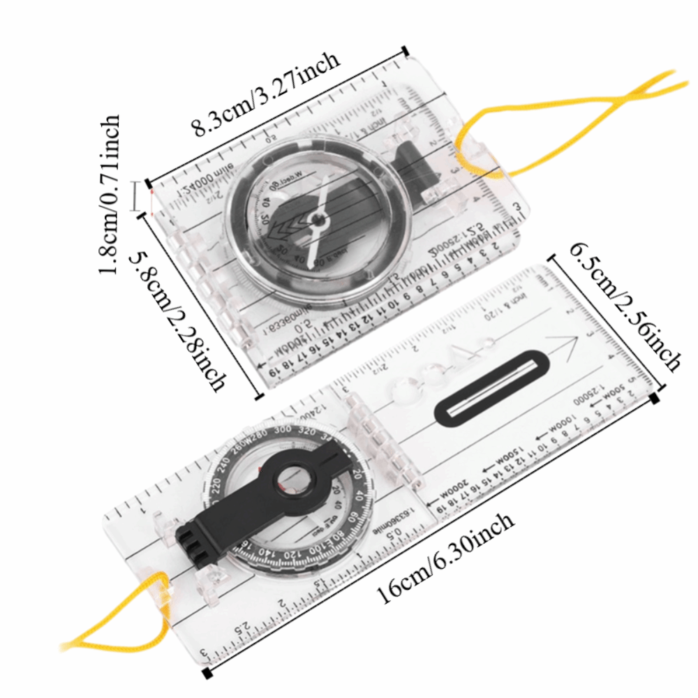 Lightweight Orienteering Compass with Transparent Ruler Map Navigation Tool for Hiking and Survival