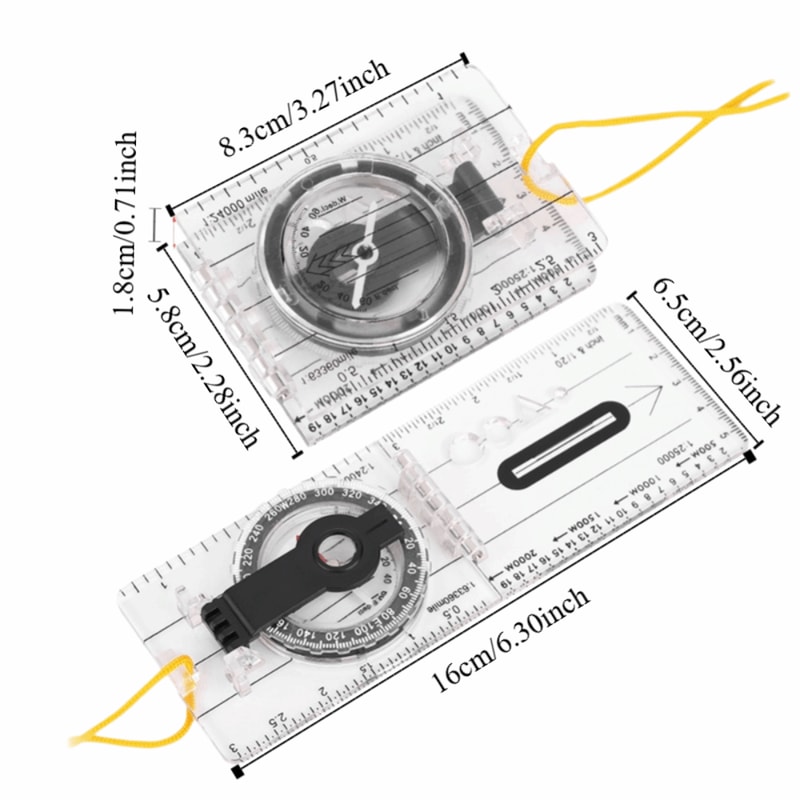 Lightweight Orienteering Compass with Transparent Ruler Map Navigation Tool for Hiking and Survival