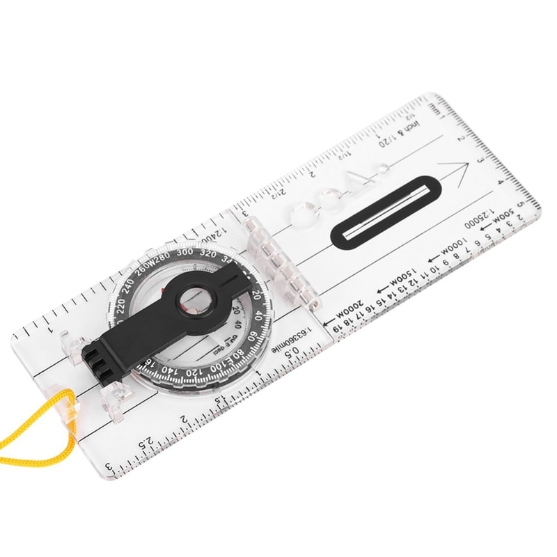 Lightweight Orienteering Compass with Transparent Ruler Map Navigation Tool for Hiking and Survival
