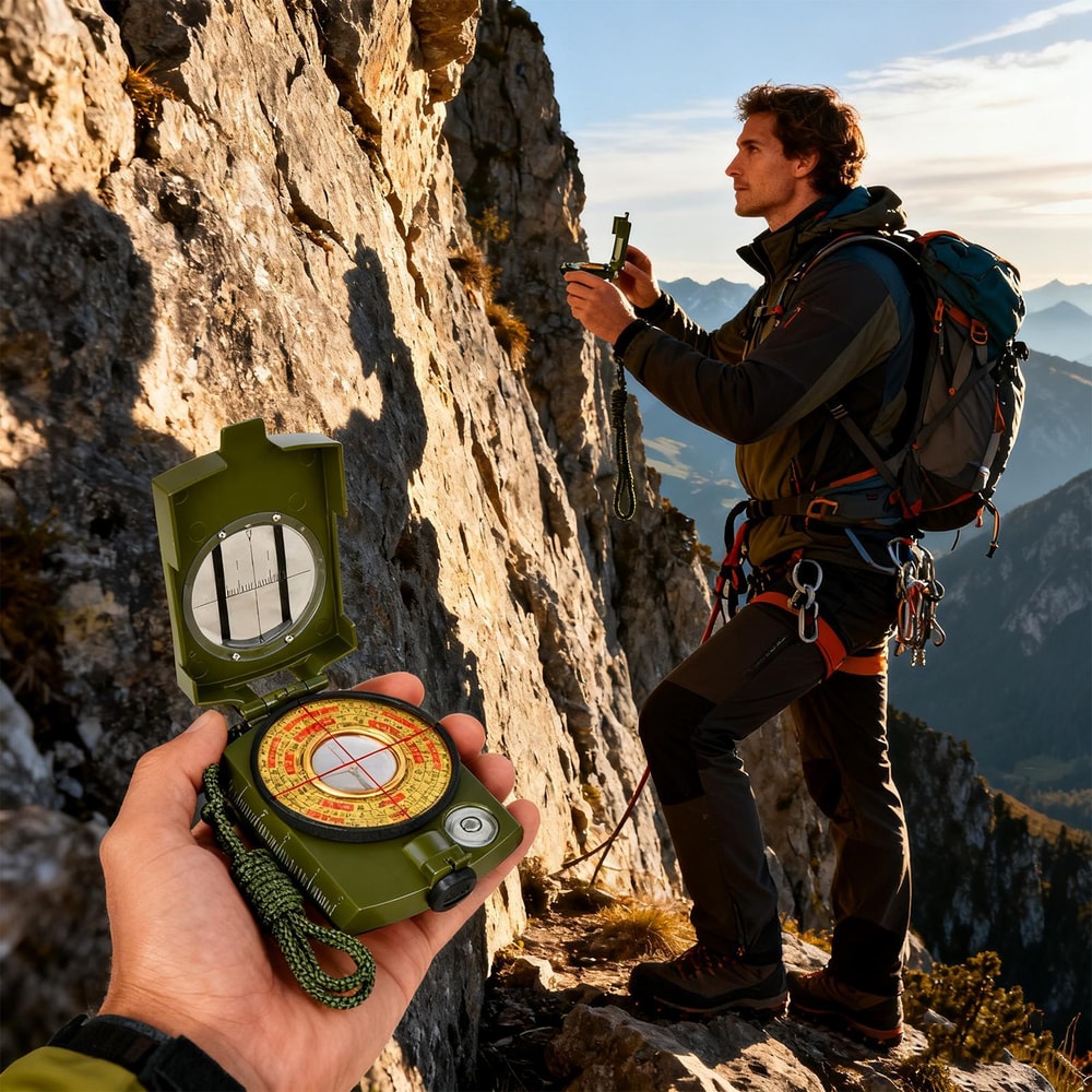 Waterproof Camping Compass with Lanyard Pouch Precision Outdoor Navigation Tool for Hiking Survival Gear