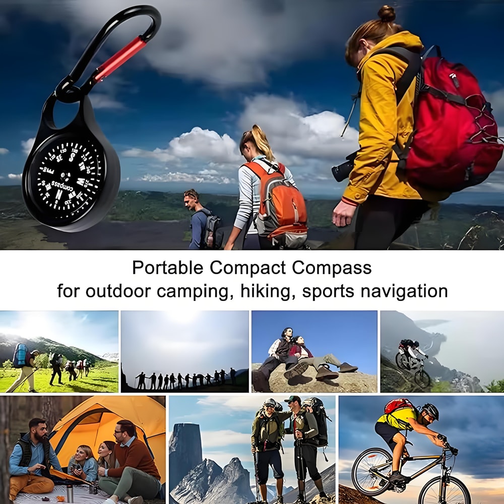 Clip-On Mini Survival Compass Keychain Portable Outdoor Navigation Tool