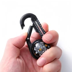 multifunctional carabiner compass keychain with thermometer for hiking camping survival gear